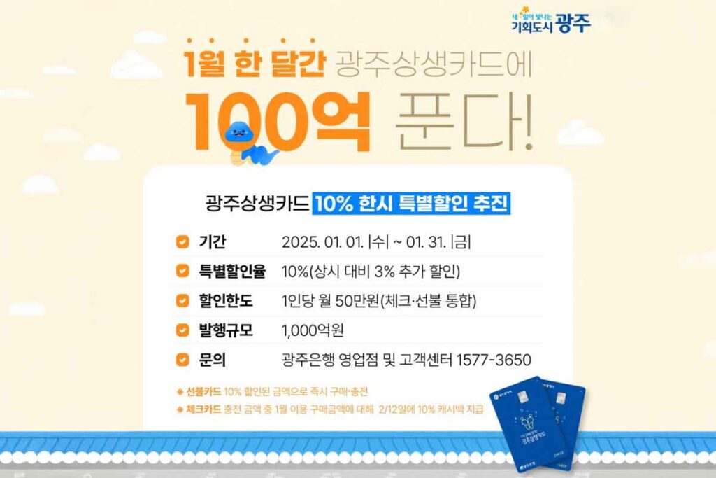 "12월까지 36만원 그냥 줘요" 광주상생카드 9월부터 역대급 캐시백! 2 광주상생카드-페이백-할인-지역경제-리워드-2